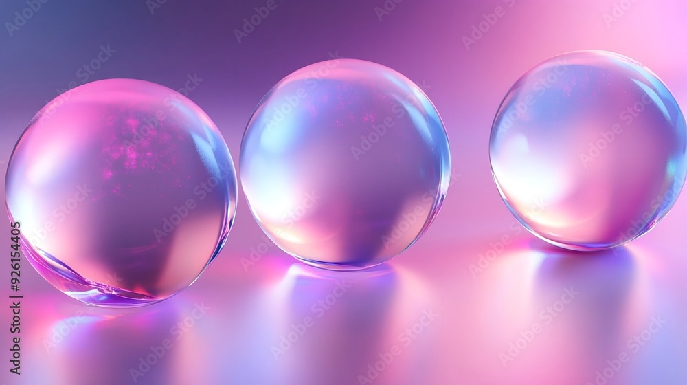 Futuristic sleek spheres on reflective surface with color gradients for tech branding, sleek design concept Futuristic sleek spheres on reflective surface with color gradients for tech branding, sleek design concept