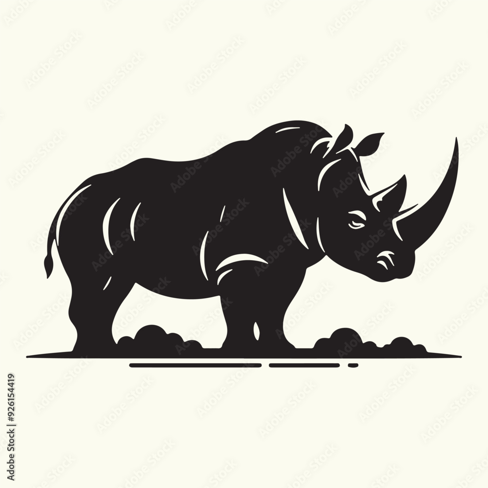 Fototapeta premium Rhinoceros silhouette vector illustration design