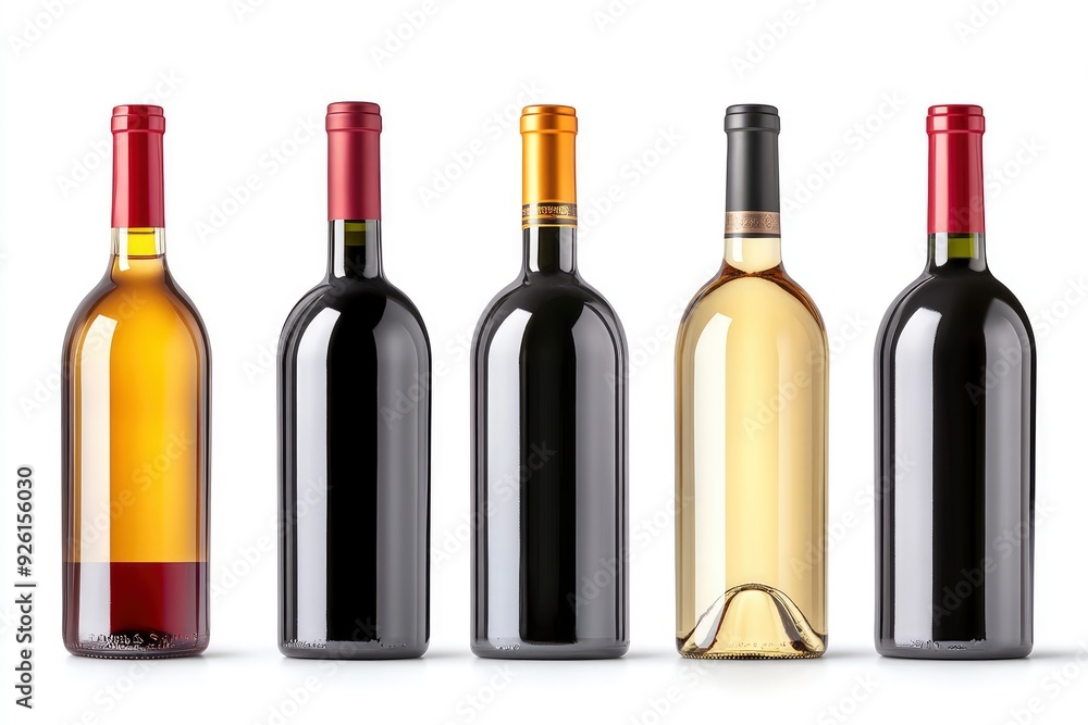 Wine bottle. set. isolated on the white background. Mockup with generative ai Wine bottle. set. isolated on the white background. Mockup with generative ai