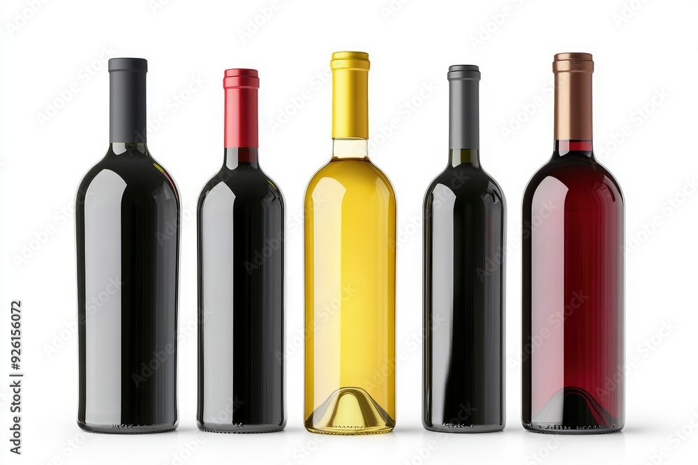 Wine bottle. set. isolated on the white background. Mockup with generative ai Wine bottle. set. isolated on the white background. Mockup with generative ai