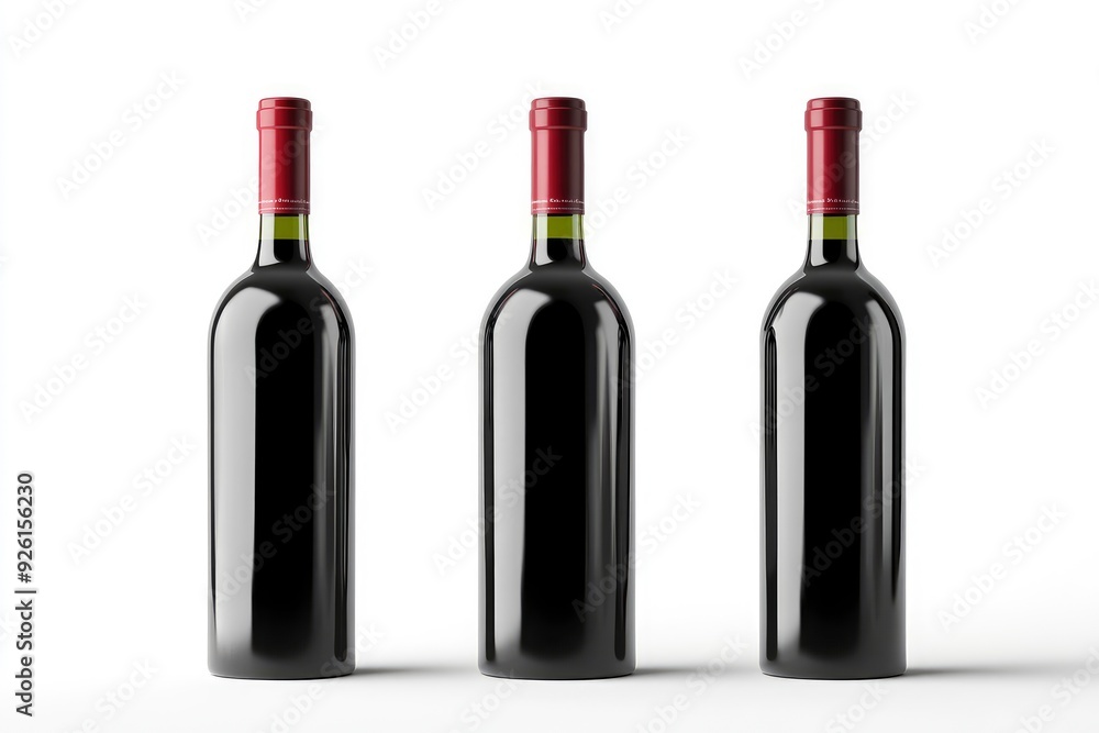 Wine bottle. set. isolated on the white background. Mockup with generative ai Wine bottle. set. isolated on the white background. Mockup with generative ai