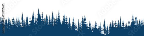 Coniferous forest, seamless border, isolated on white background	