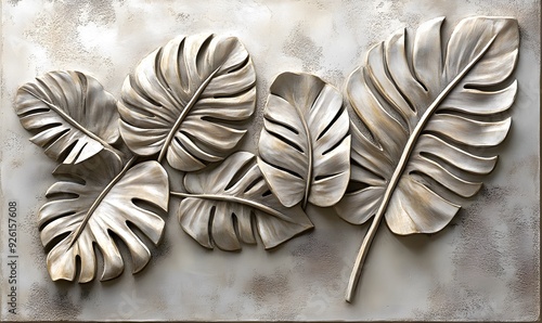 Carved Tropical Leaf Wall Decor photo