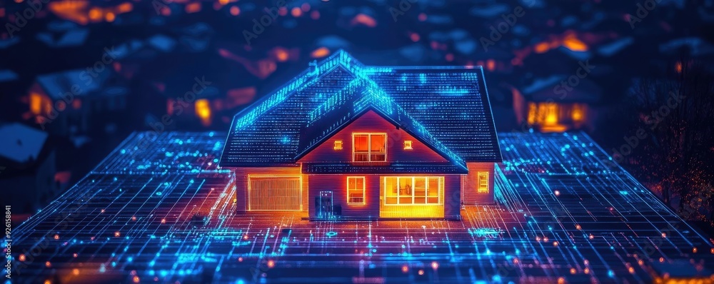 Fototapeta premium Individual installing smart home devices like thermostats and security systems, showcasing the integration of technology in modern home improvement