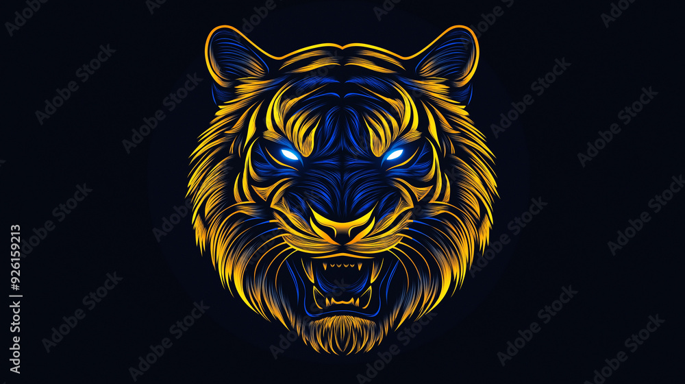 tiger head vector on solid black background tiger head vector on solid black background