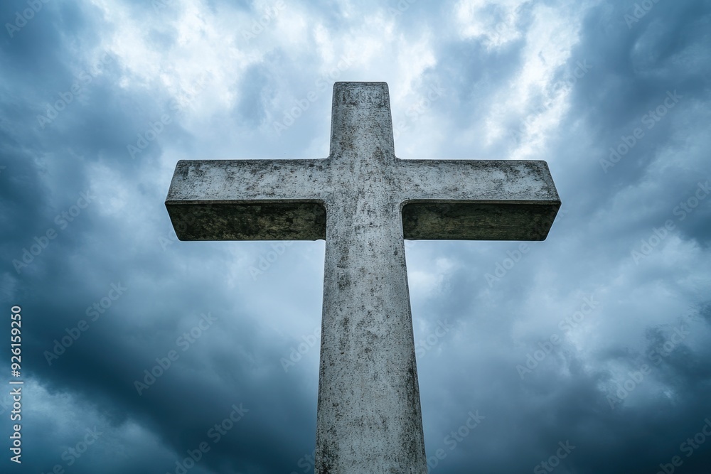 Holy cross symbolizing the death and resurrection of jesus christ with dramatic sky view , ai Holy cross symbolizing the death and resurrection of jesus christ with dramatic sky view , ai