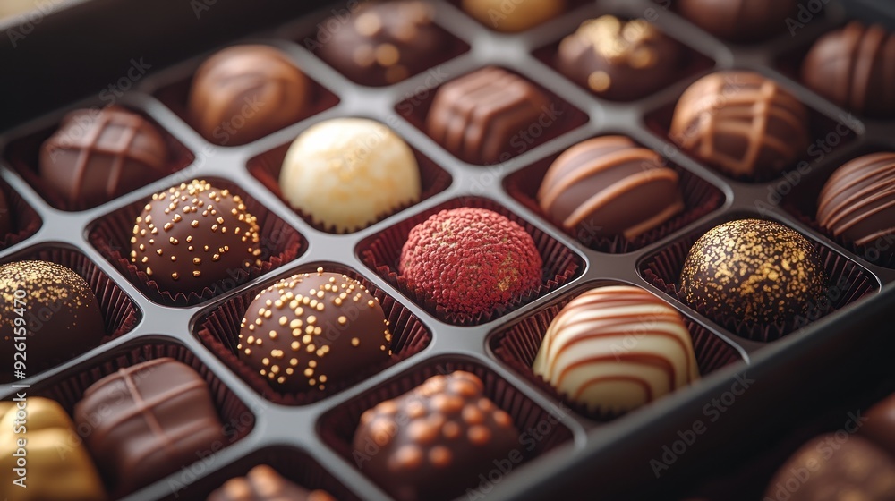 Close-up of a Box of Assorted Chocolates Close-up of a Box of Assorted Chocolates