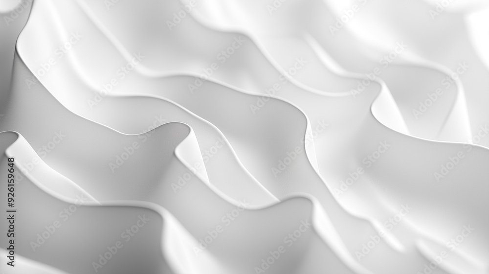 Fototapeta premium Flowing white fabric with soft waves captured in close-up detail