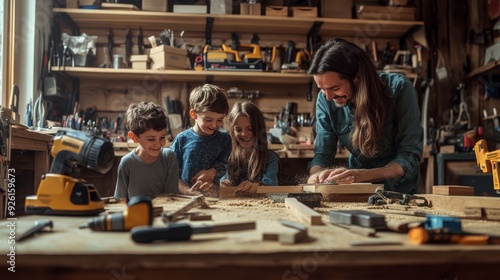 Family Working Together in Workshop
