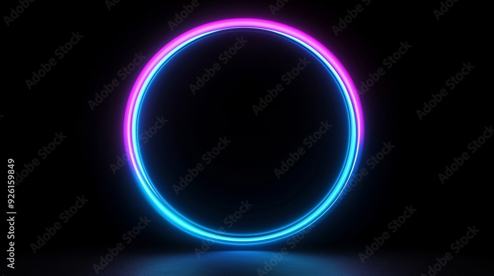 Vibrant Neon Circle with Dynamic Glow Effects in Dark Background Vibrant Neon Circle with Dynamic Glow Effects in Dark Background