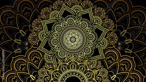 Abstract animated smooth VJ loop geometric seamless kaleidoscope gold pattern