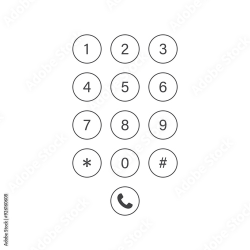 Smartphone dial button icon in flat style. Phone number pad vector illustration on isolated background. Telephone interface sign business concept.