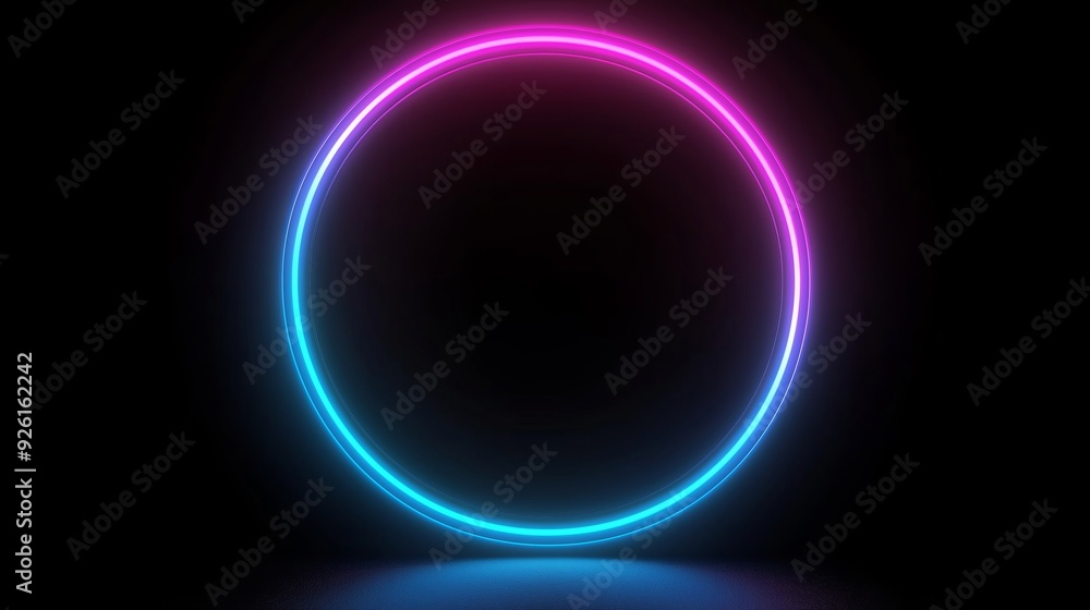 Stylish Neon Circle with Vibrant Blue and Purple Glow Stylish Neon Circle with Vibrant Blue and Purple Glow