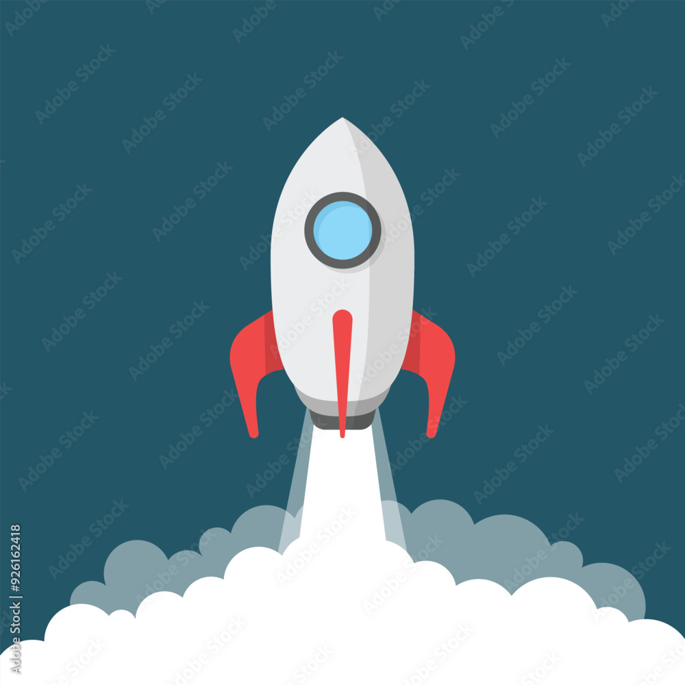 Rocket launch icon in flat style. Space ship vector illustration on isolated background. Spaceship sign business concept. Rocket launch icon in flat style. Space ship vector illustration on isolated background. Spaceship sign business concept.