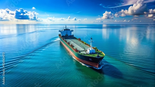 A large methanol tanker vessel navigates through serene, turquoise waters of the South China Sea on a calm, sunny day under a cloudless sky.