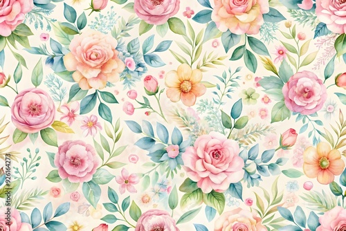 Delicate flowers hand drawn. Seamless pattern with dahlia, roses, anemones. digital printing textile pattern wallpaper 