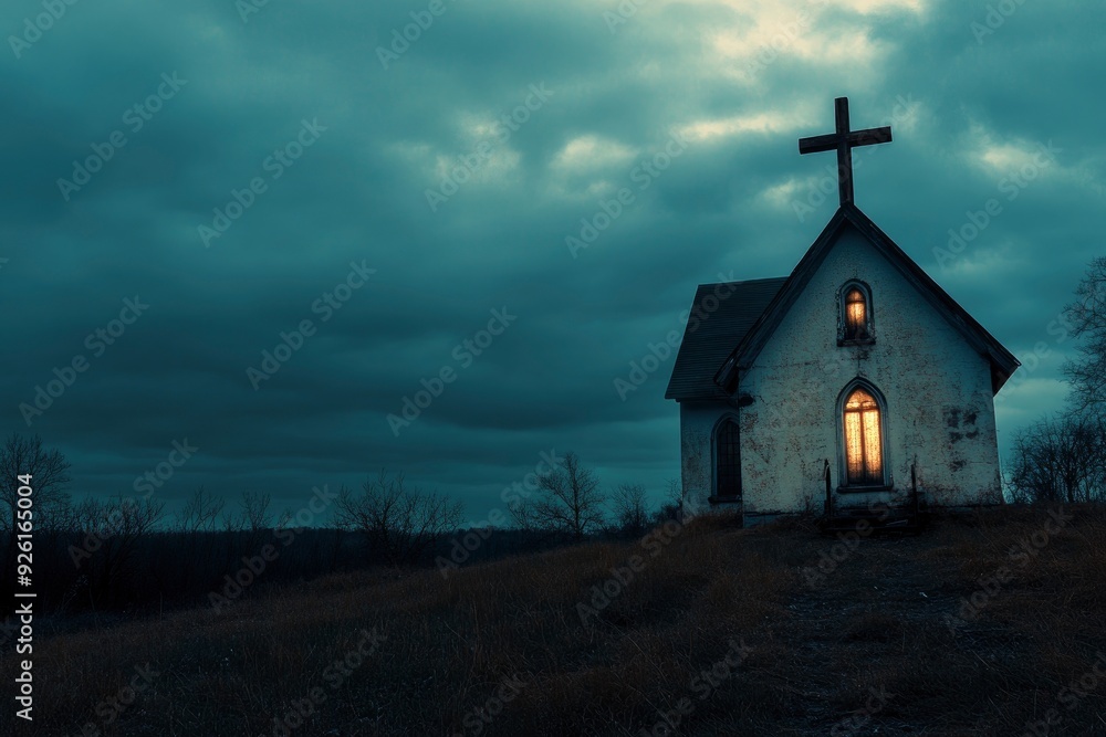 Little church with cristian cross , ai Little church with cristian cross , ai