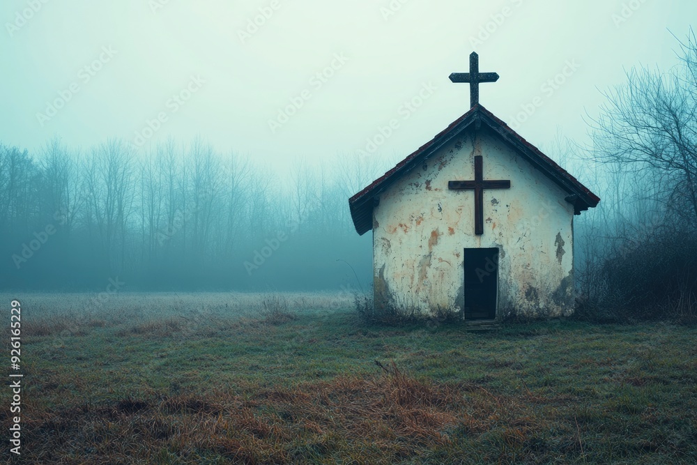 Little church with cristian cross , ai Little church with cristian cross , ai