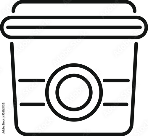Simple line art vector icon of a disposable coffee cup with a lid, perfect for representing drinks to go and coffee shops