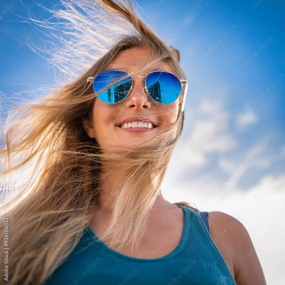 beautiful woman wearing sunglasses, AI generated beautiful woman wearing sunglasses, AI generated