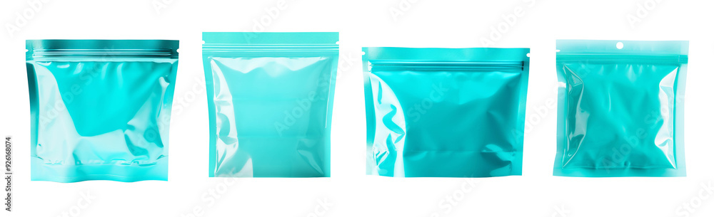 A collection of vibrant turquoise ziplock bags in various sizes, perfect for storage and organization. A collection of vibrant turquoise ziplock bags in various sizes, perfect for storage and organization.