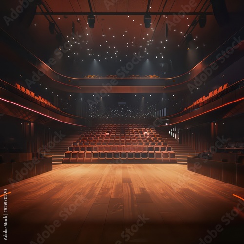 big stage with spotlights on the ceiling