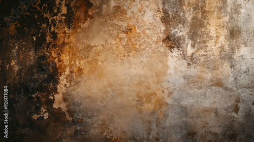 Weathered wall texture with peeling paint in warm earthy tones