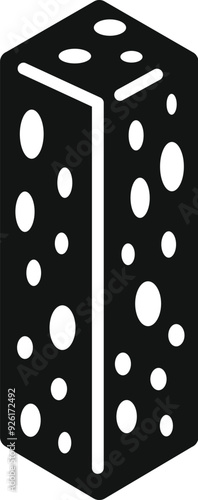 Rectangle cheese block with big and small holes is laying icon glyph vector