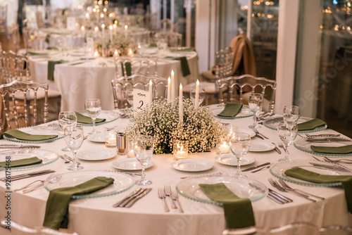 The elegant wedding table ready for guests.