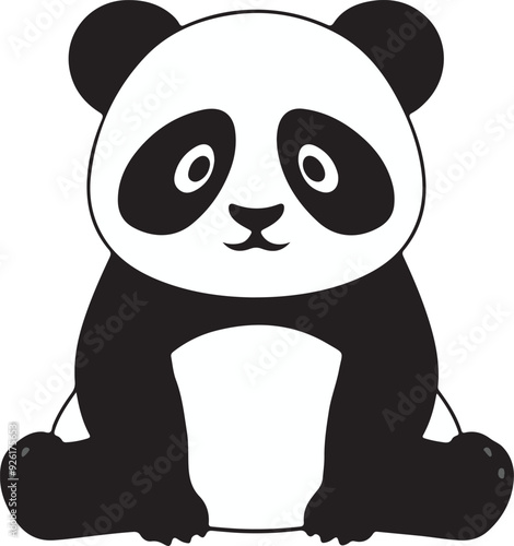 Panda Silhouette with Unique Color Background, Stylized in Vector Illustration, panda teddy photo