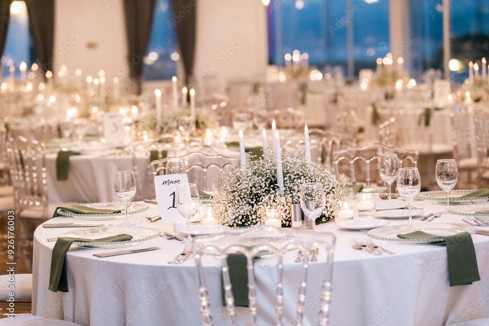 The elegant wedding table ready for guests.