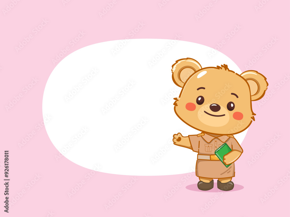 Cute little bear in teacher mascot. Cute cartoon bear happy teacher with a book in back to school. illustration vector premium. Cute little bear in teacher mascot. Cute cartoon bear happy teacher with a book in back to school. illustration vector premium.