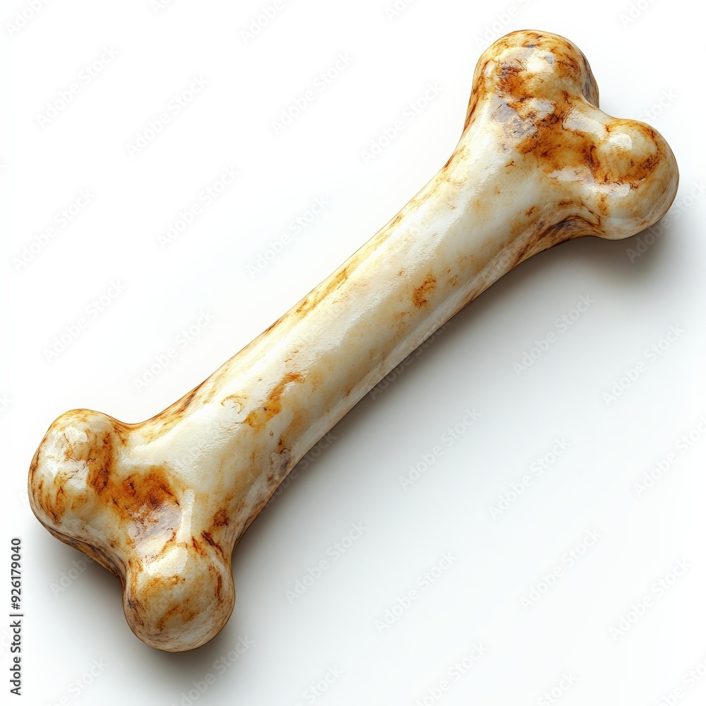 A single dog bone clipart, pet element, classic shape, realistic texture, isolated on white background A single dog bone clipart, pet element, classic shape, realistic texture, isolated on white background