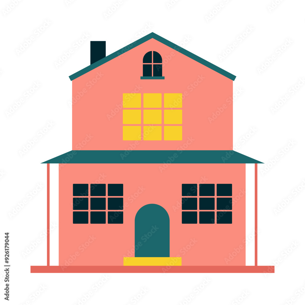 Small and big flat cartoon houses. Isolated and Cute bright children illustration Small and big flat cartoon houses. Isolated and Cute bright children illustration