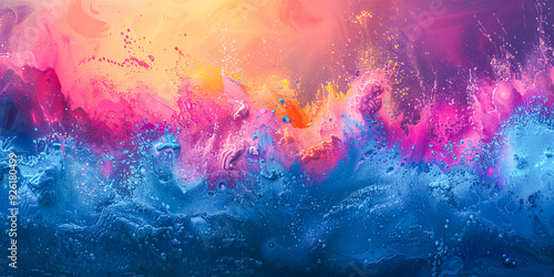 Abstract fluid art acrylic painting with mixing bright colors