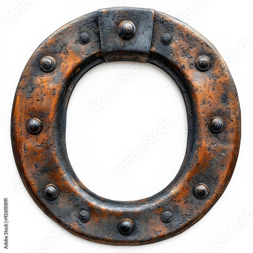 A single horseshoe clipart, good luck element, rustic iron, traditional shape, isolated on white background 