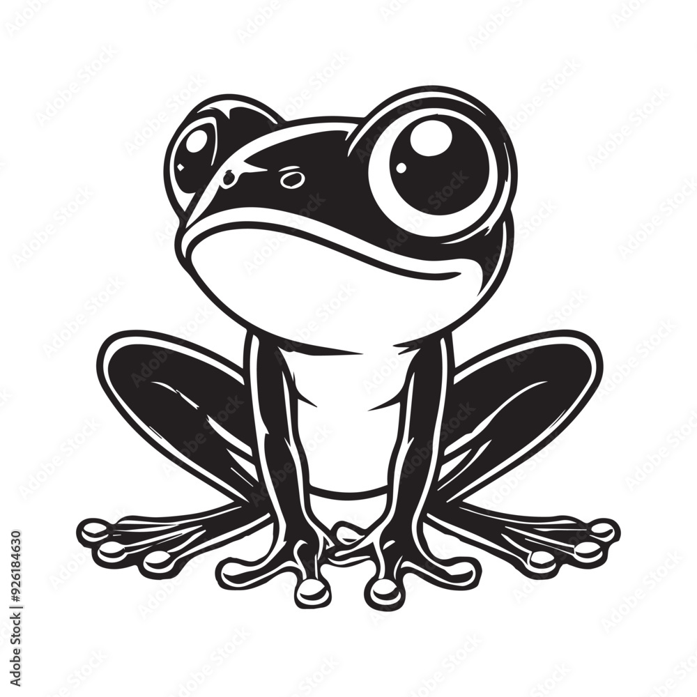 Frog Clipart, Frog silhouette, A frog Eager Elevation Illustration in black and white Frog Clipart, Frog silhouette, A frog Eager Elevation Illustration in black and white