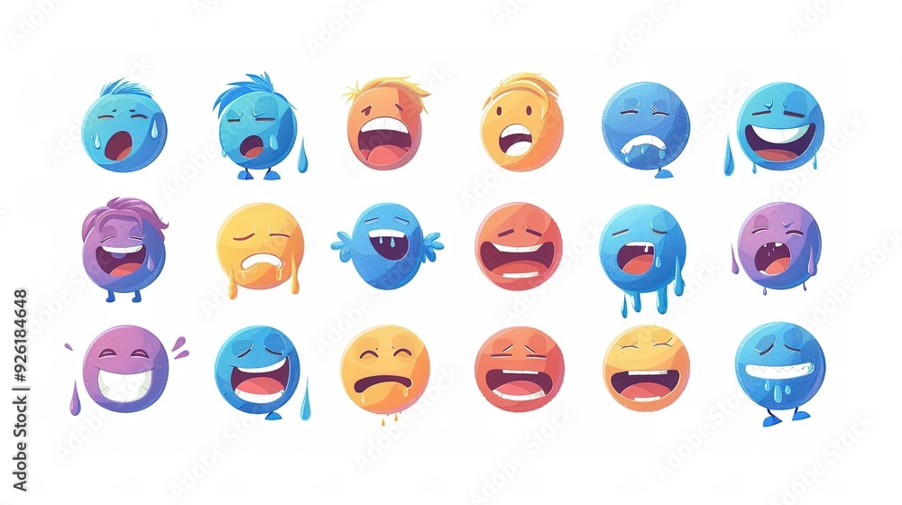 Set of emojis of mood expressions simple illustrations icons. Emoticons. Set of emojis of mood expressions simple illustrations icons. Emoticons.