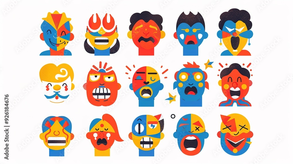 Set of emojis of mood expressions simple illustrations icons. Emoticons. Set of emojis of mood expressions simple illustrations icons. Emoticons.