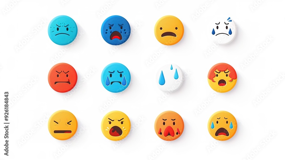 Set of emojis of mood expressions simple illustrations icons. Emoticons. Set of emojis of mood expressions simple illustrations icons. Emoticons.