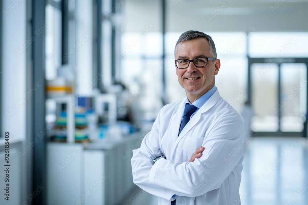 Smiling Scientist in Lab Coat - Professional Expertise and Confidence in Portrait Smiling Scientist in Lab Coat - Professional Expertise and Confidence in Portrait