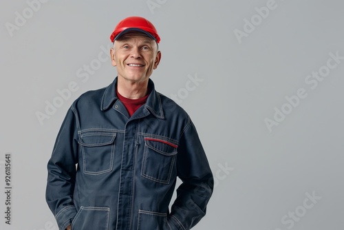 Portrait of a Confident Mechanic in Coveralls Smiling Professionally