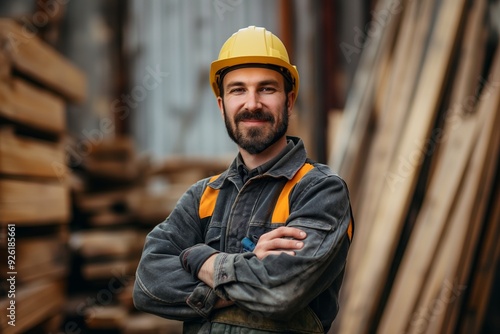 Skilled Carpenter in Work Clothes Smiling Professionally | Isolated Background Portrait