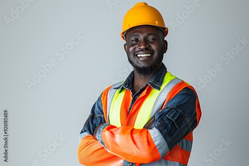 Skilled Carpenter in Work Clothes Smiling Positively - Professional Tradesman Portrait with Isolated Background