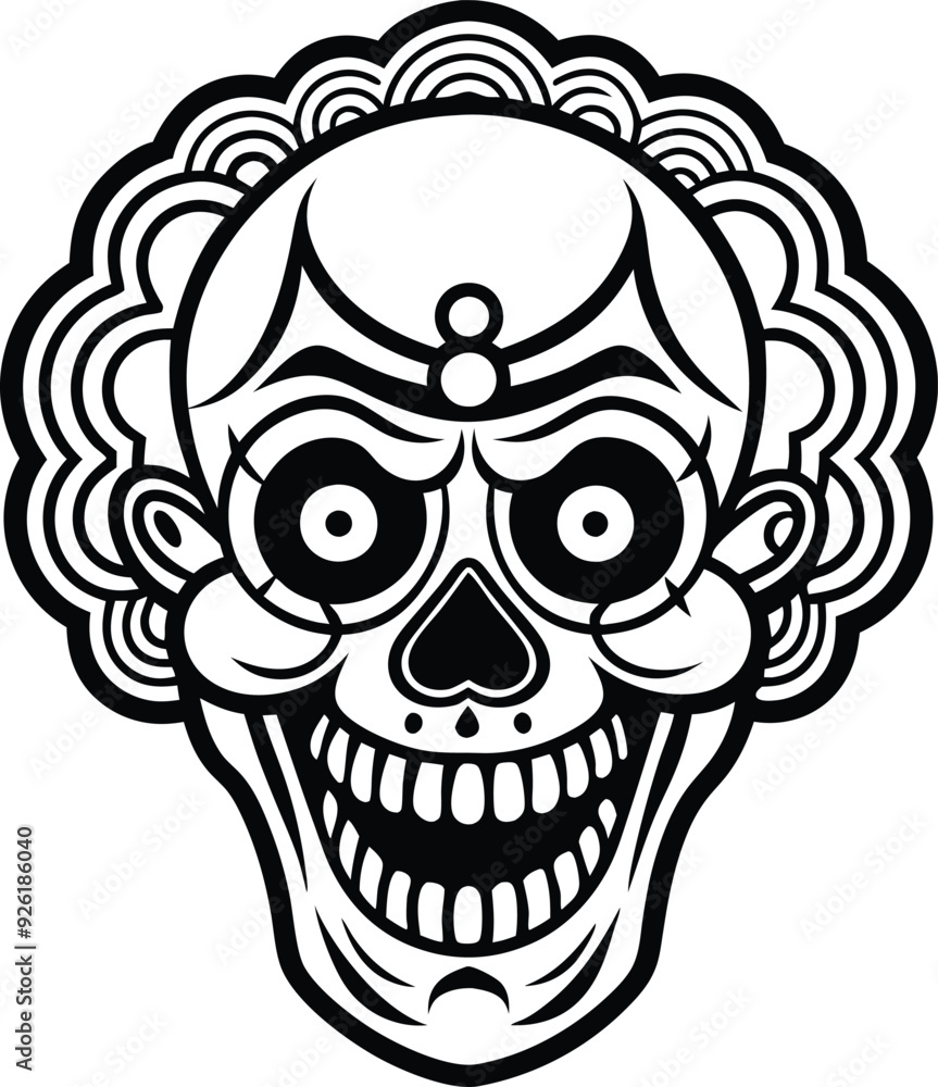 clown skull illustration black and white clown skull illustration black and white
