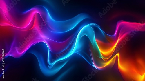 Vibrant abstract background with wavy fluorescent colors in a modern Fluxus style. Generative ai photo