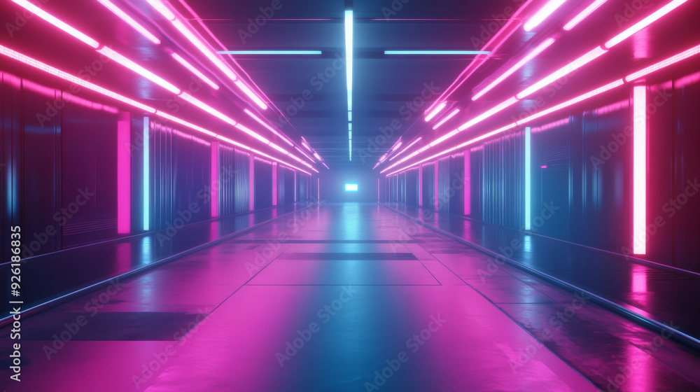 A futuristic scene with high-speed motion, illuminated by vivid blue and pink neon lights. A futuristic scene with high-speed motion, illuminated by vivid blue and pink neon lights.