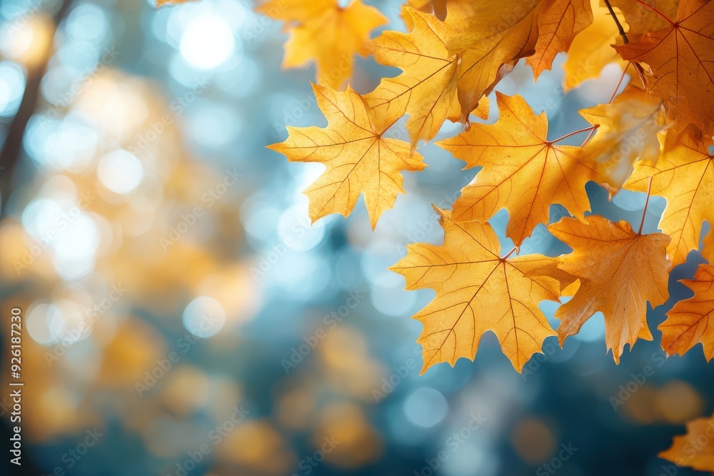 Autumn leaves on a golden blurred background Autumn leaves on a golden blurred background