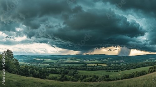 Dark Storm Clouds Over Rural Landscape