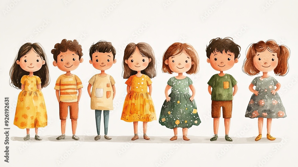 Joyful Gathering of Diverse Children in Spring Joyful Gathering of Diverse Children in Spring